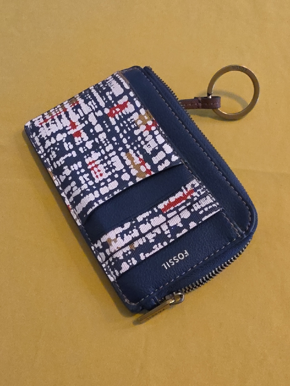 Fossil Card Case w/ Multicolor Pattern &  Keyring - Very Gently, If Ever Used